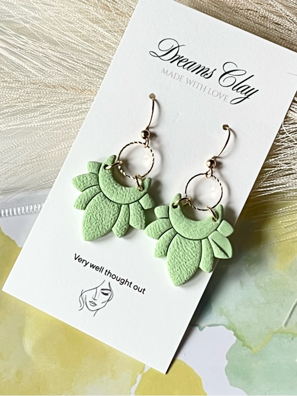 Mint Green Floral Hoop Earrings